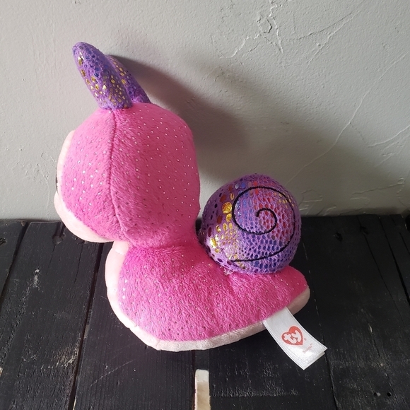 Ty Beanie Boo Baby Pink Snail Scooter Plush Toy - Picture 4 of 7